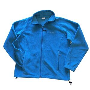 Columbia Blue Turquoise Fleece Full-Zip Jacket Large Outdoor Layering Warmth